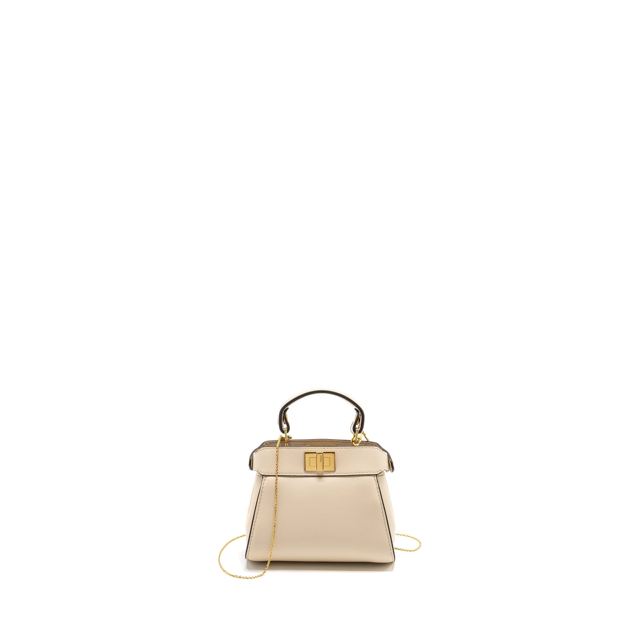 FENDI NANO PEEKABOO LAMBSKIN WHITE GHW