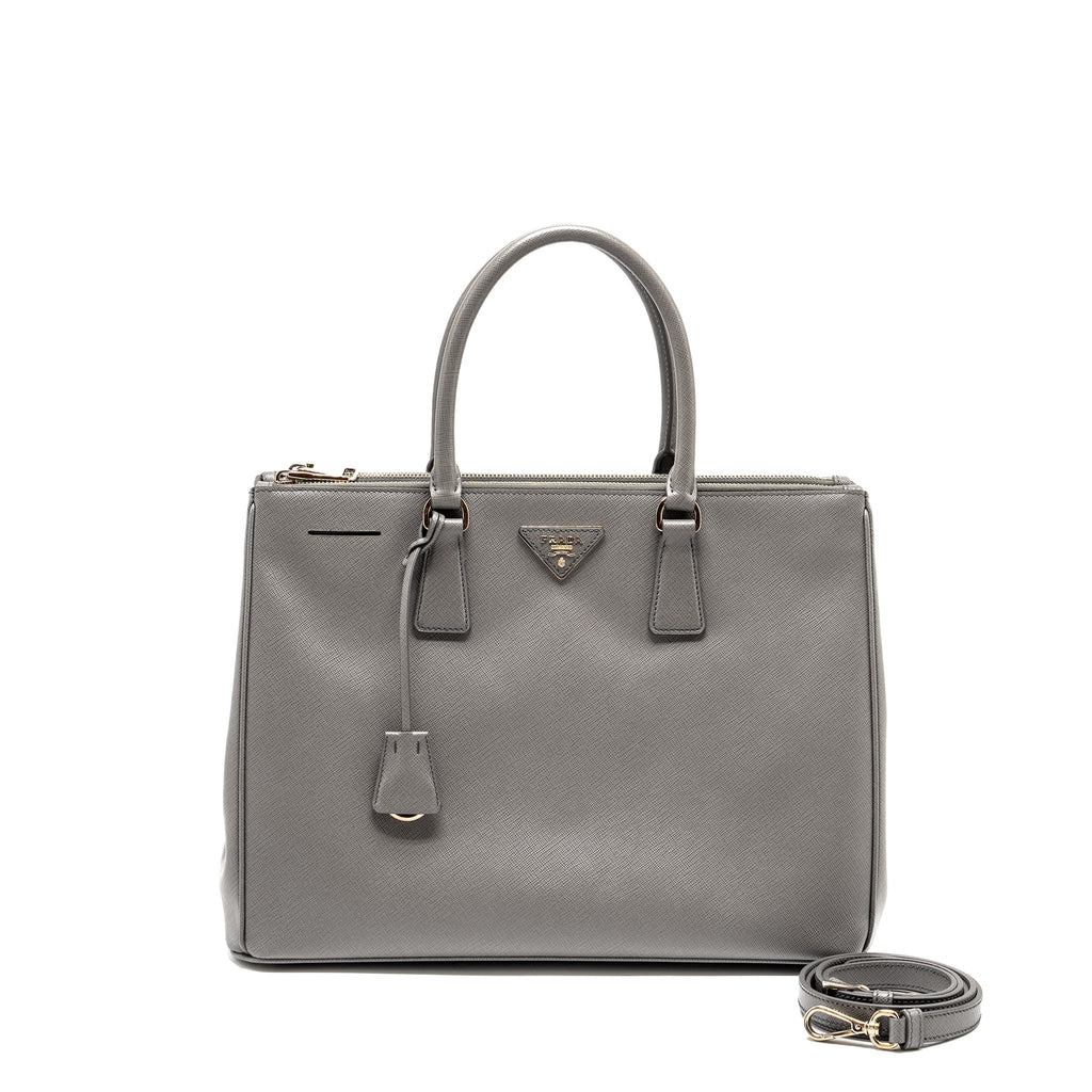 PRADA GALLERIA SAFFIANO TOTE BAG CALFSKIN GREY SHW