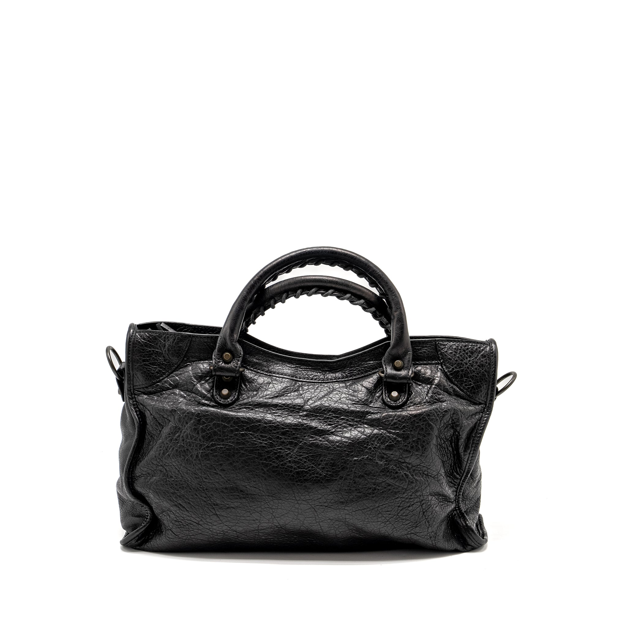 BALENCIAGA GIANT CITY BAG LEATHER BLACK RUTHENIUM HARDWARE