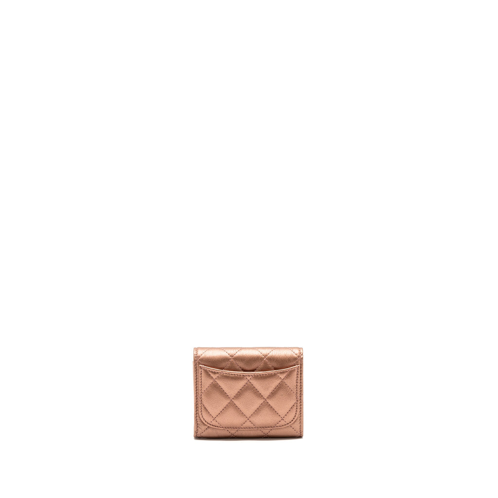 CHANEL 2.55 REISSUE FLAP WALLET GRAINED CALFSKIN METALLIC DARK PINK WITH PINK HARDWARE