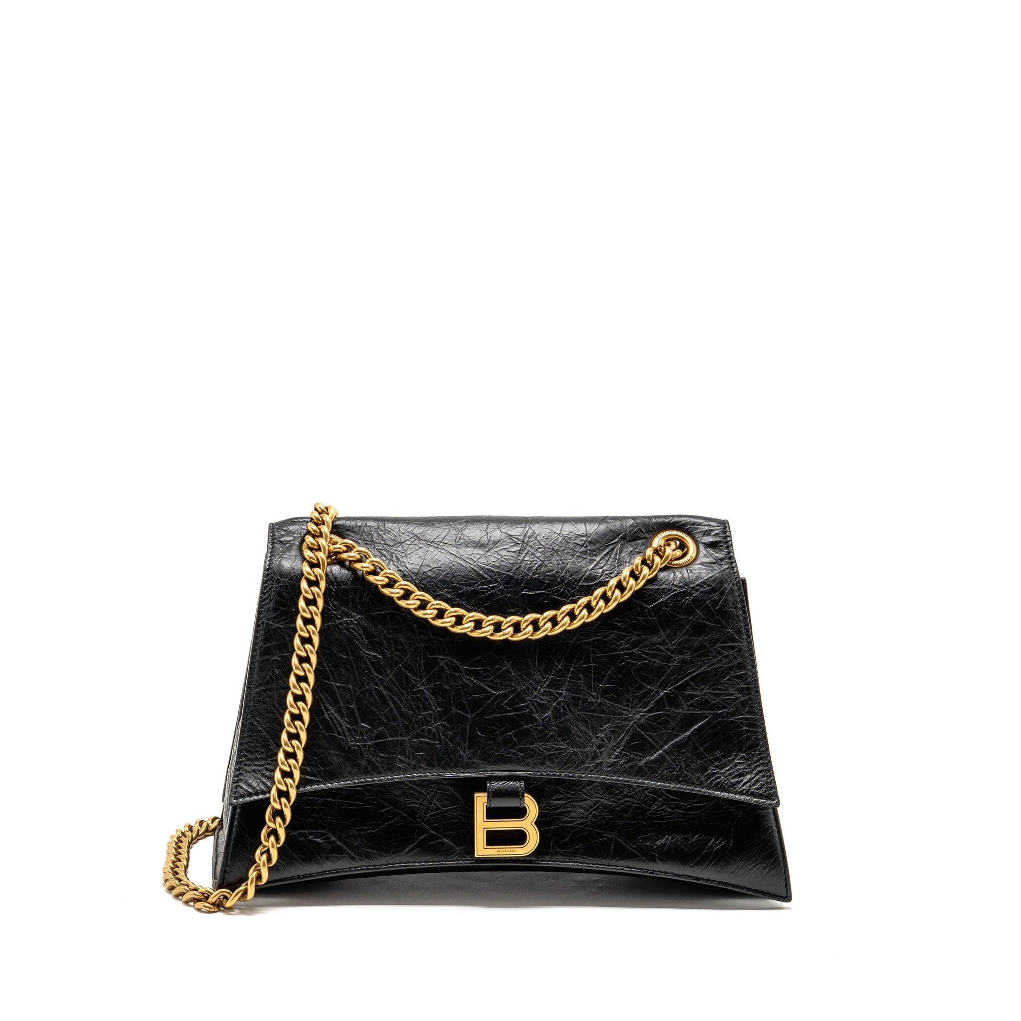 BALENCIAGA MEDIUM WOMEN’S CRUSH CHAIN BAG CALFSKIN BLACK GHW