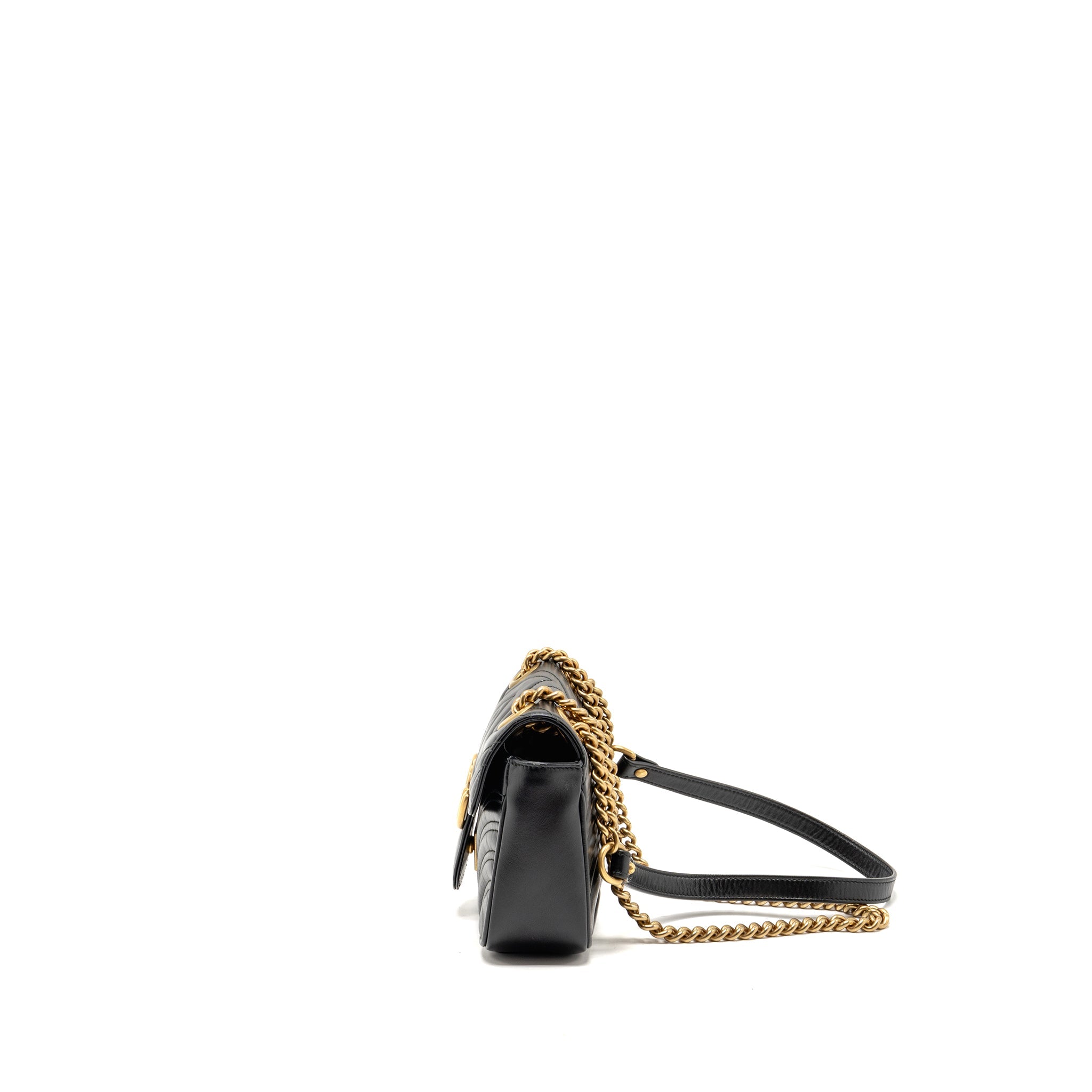 GUCCI SMALL GG MARMONT SHOULDER BAG CALFSKIN BLACK GHW