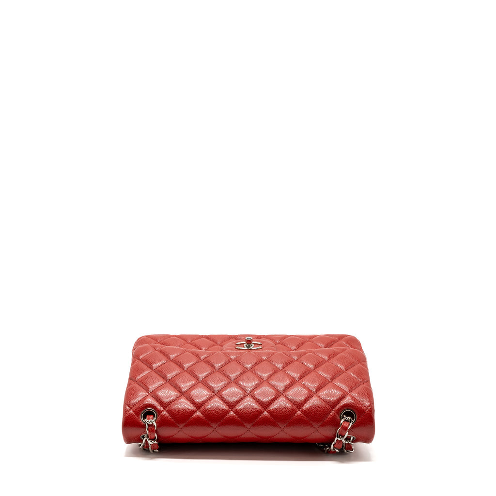 CHANEL CLASSIC JUMBO DOUBLE FLAP BAG CAVIAR RED SHW