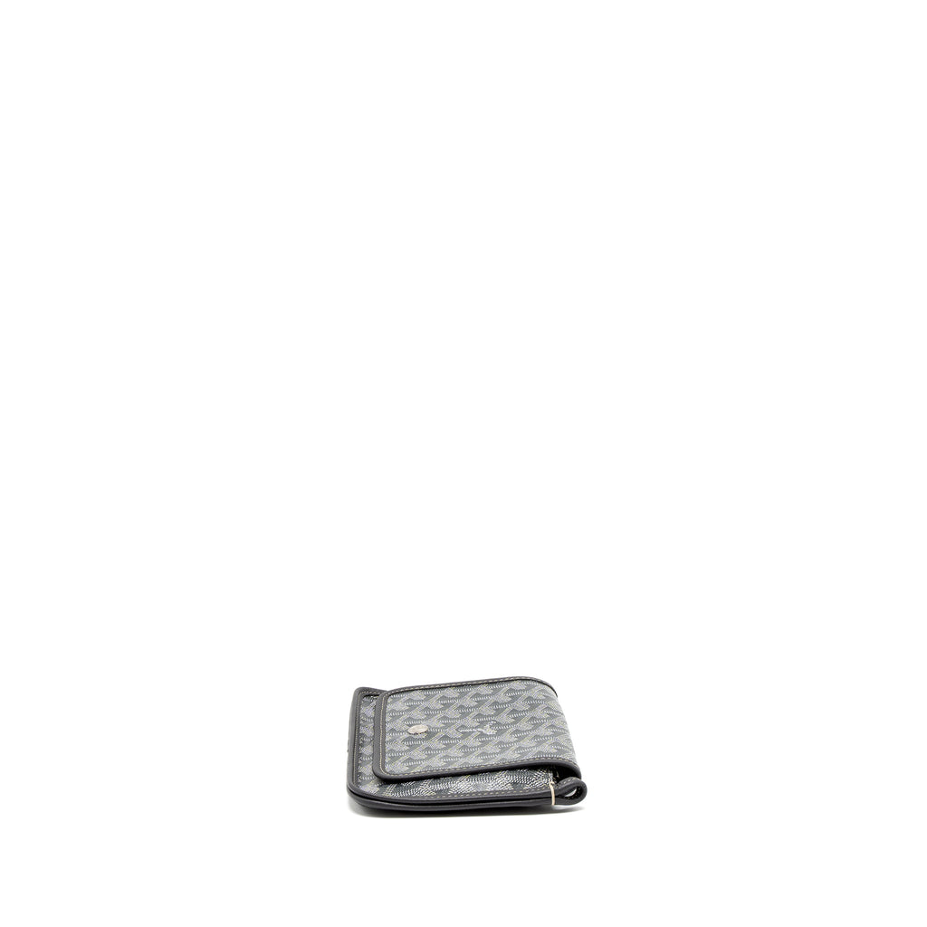 GOYARD PLUMET POCKET WALLET GOYARDINE CANVAS/CHEVROCHES CALFSKIN GREY SHW