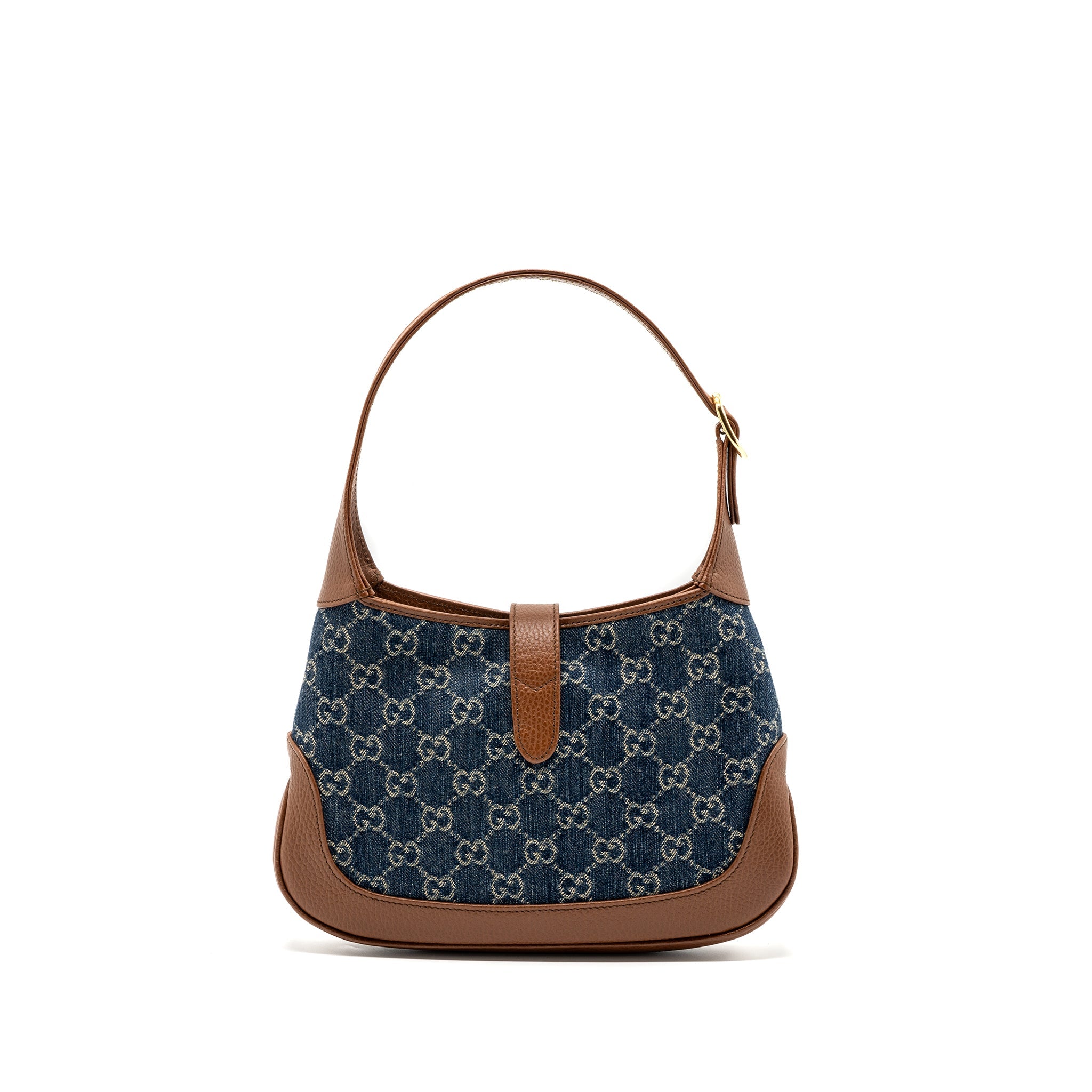 GUCCI JACKIE 1961 SMALL SHOULDER BAG DENIM / CALFSKIN BLUE/ BROWN GHW