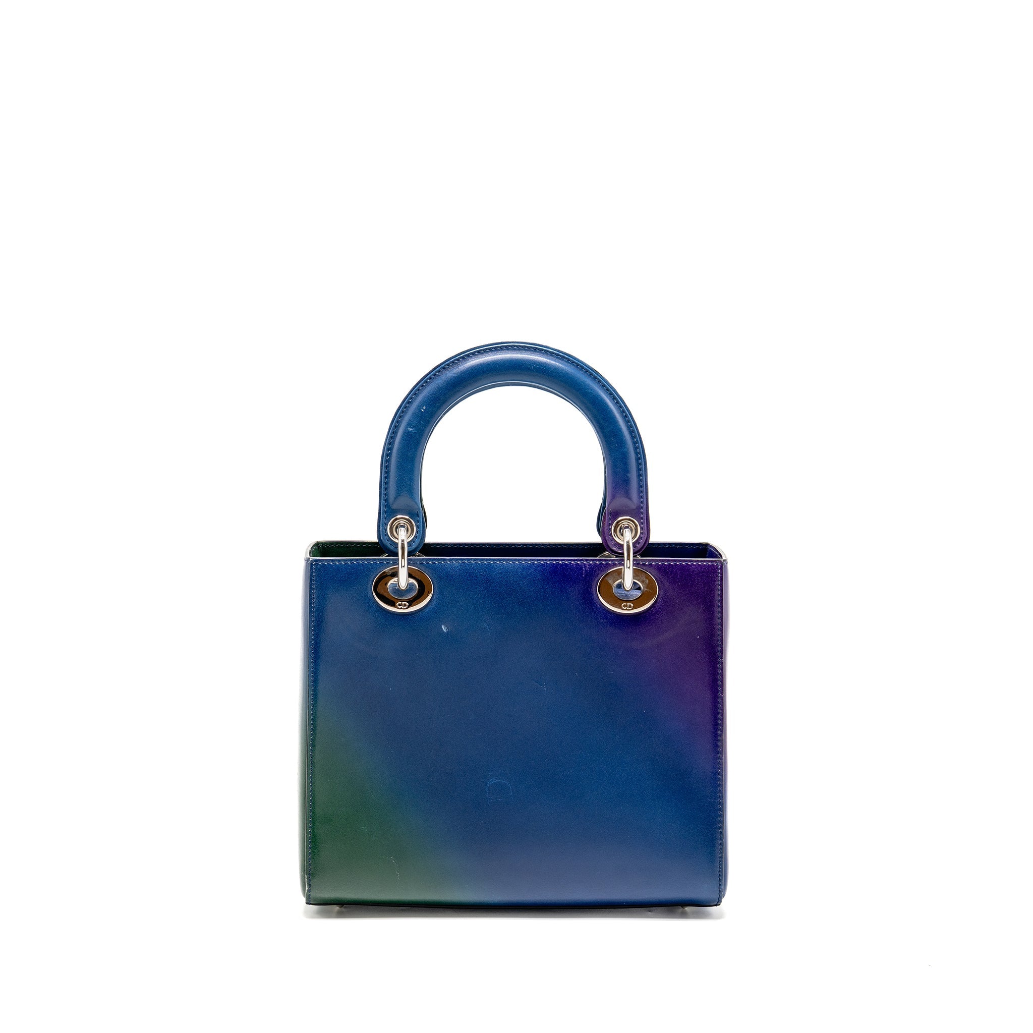 DIOR MEDIUM LADY DIOR BOX CALFSKIN GRADIENT BLUE/PURPLE/GREEN SHW