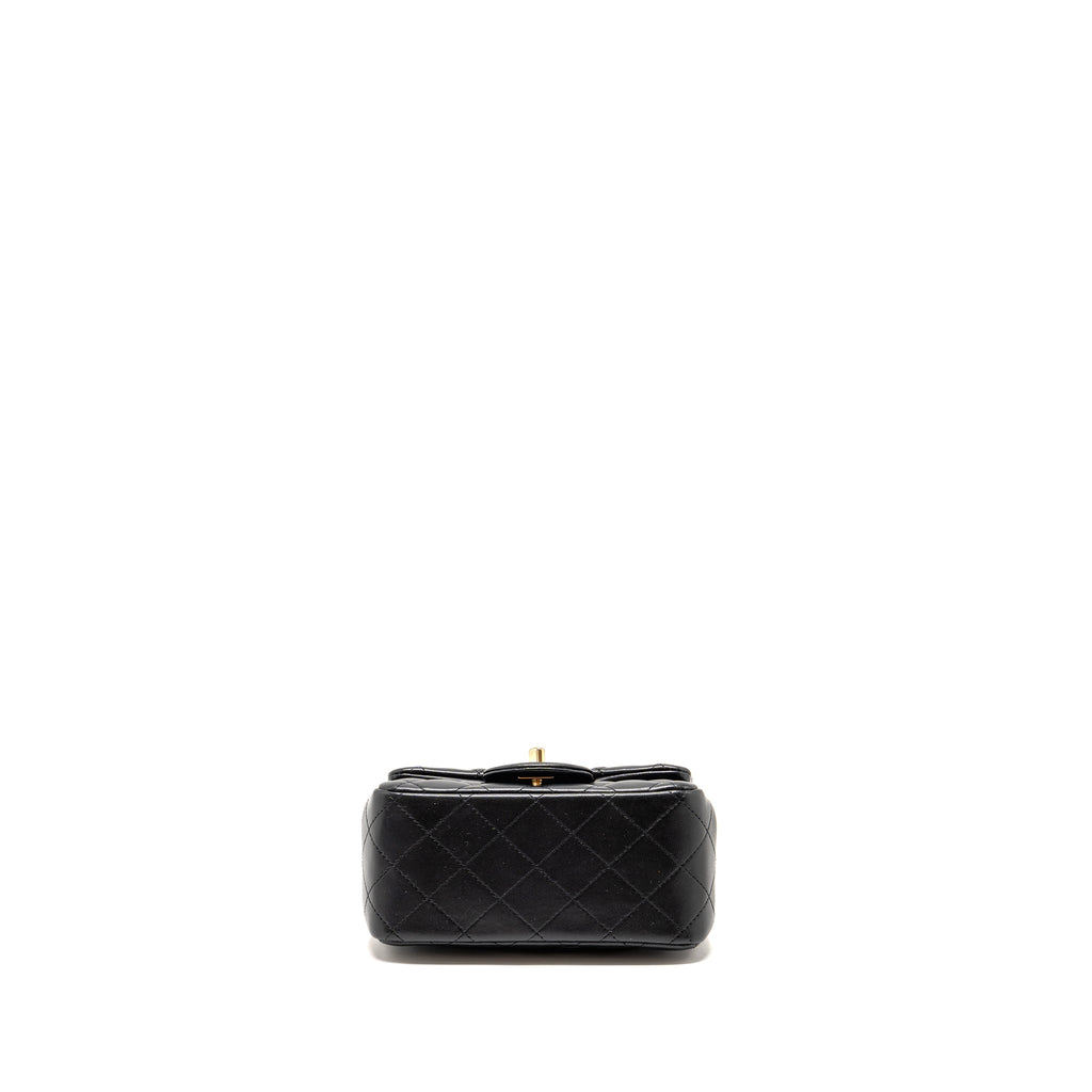 CHANEL MINI SQUARE FLAP BAG LAMBSKIN BLACK LGHW