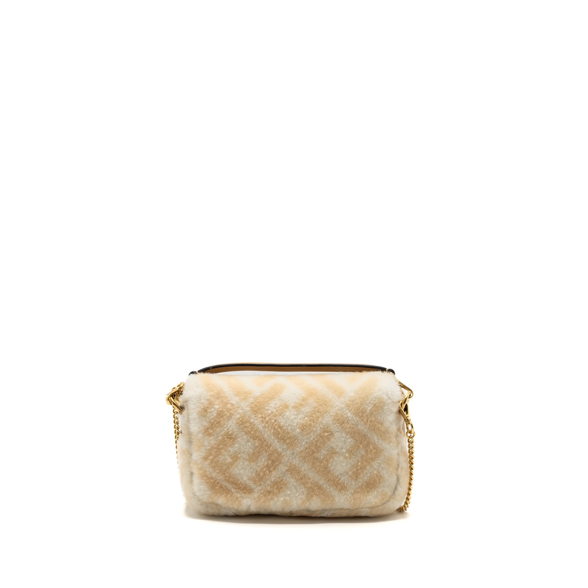 FENDI MINI BAGUETTE SHEEPSKIN BEIGE/ WHITE GHW