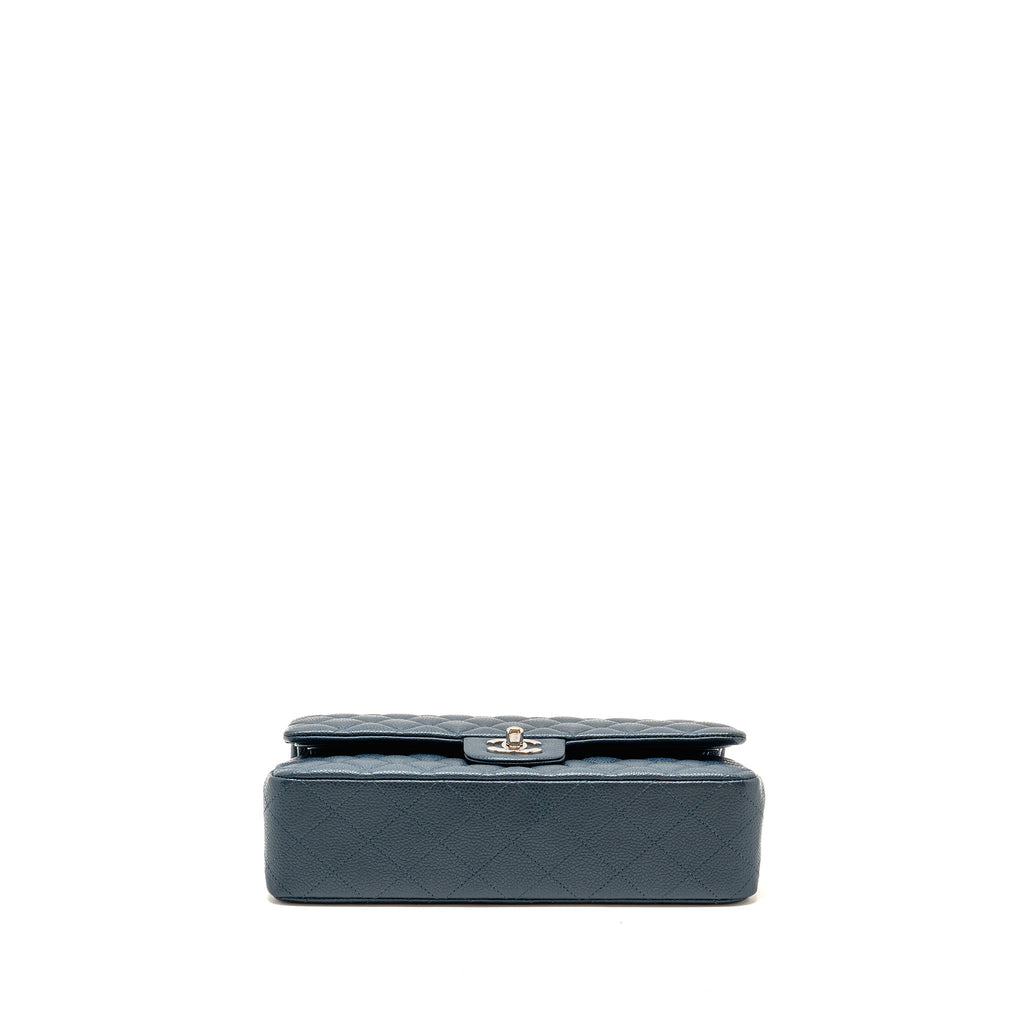 CHANNEL MEDIUM CLASSIC DOUBLE FLAP BAG CAVIAR METALLIC DARK BLUE SHW