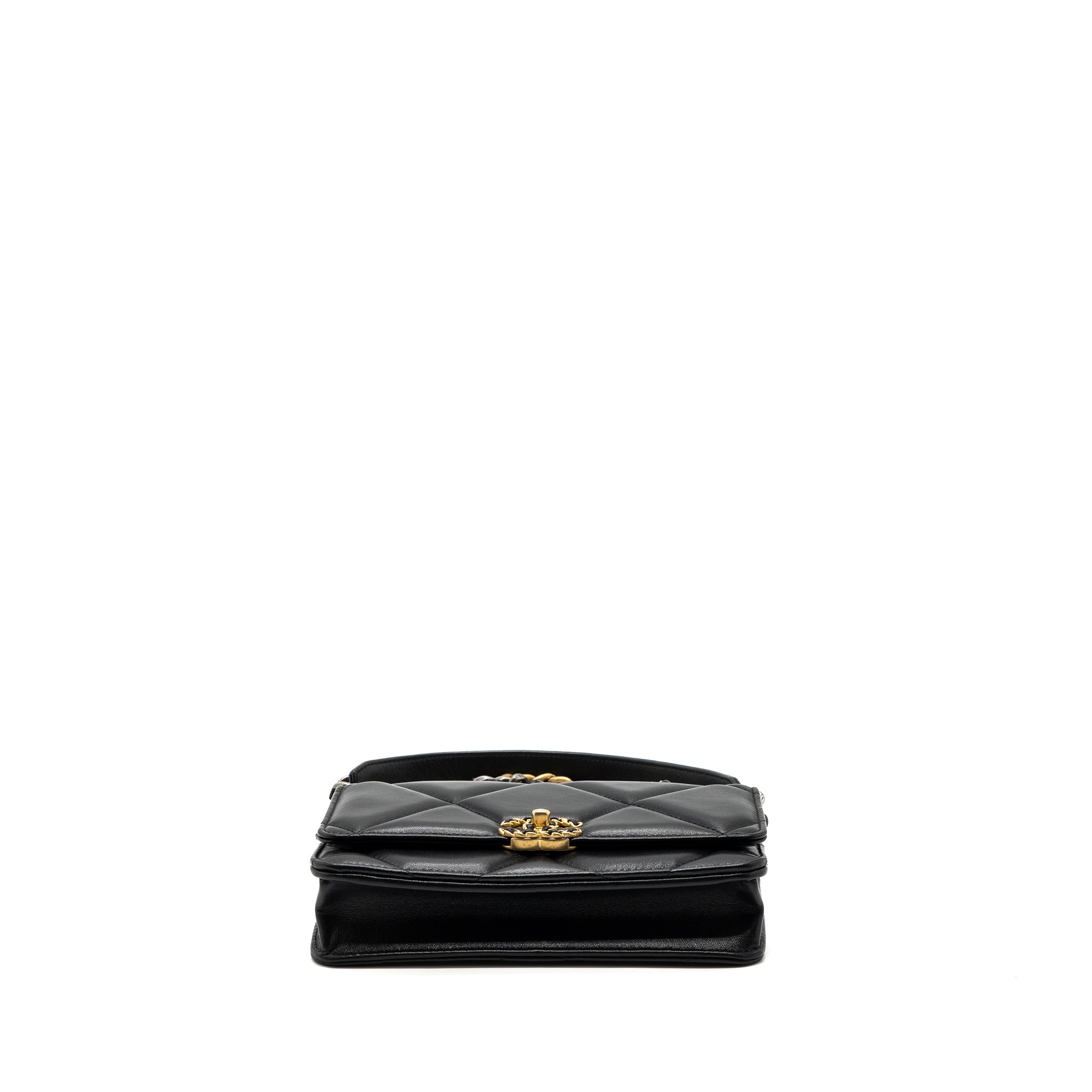 CHANEL 19 WALLET ON CHAIN LAMBSKIN BLACK MULTICOLOUR HARDWARE (MICROCHIP)