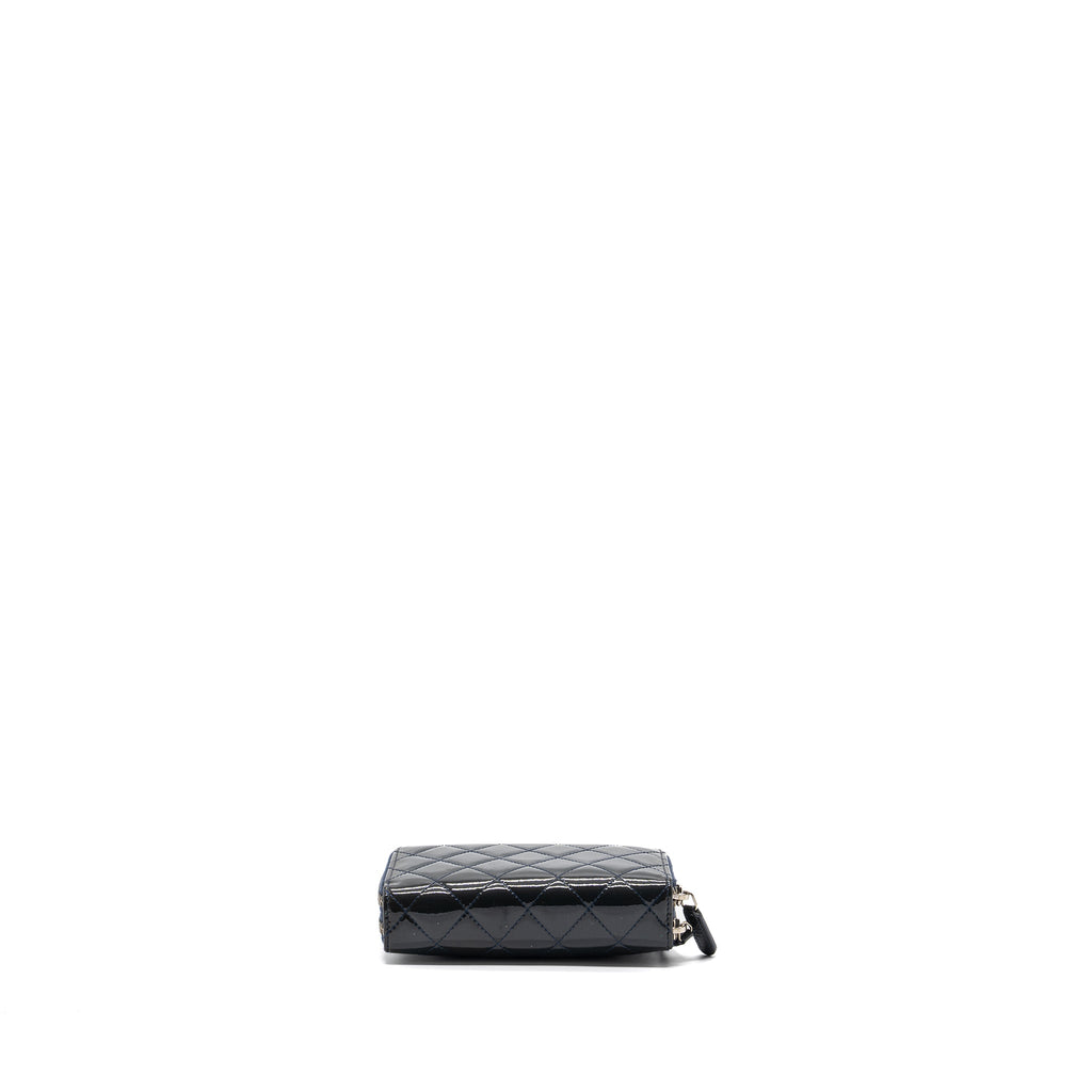 CHANEL DOUBLE ZIP WALLET PATENT NAVY SHW