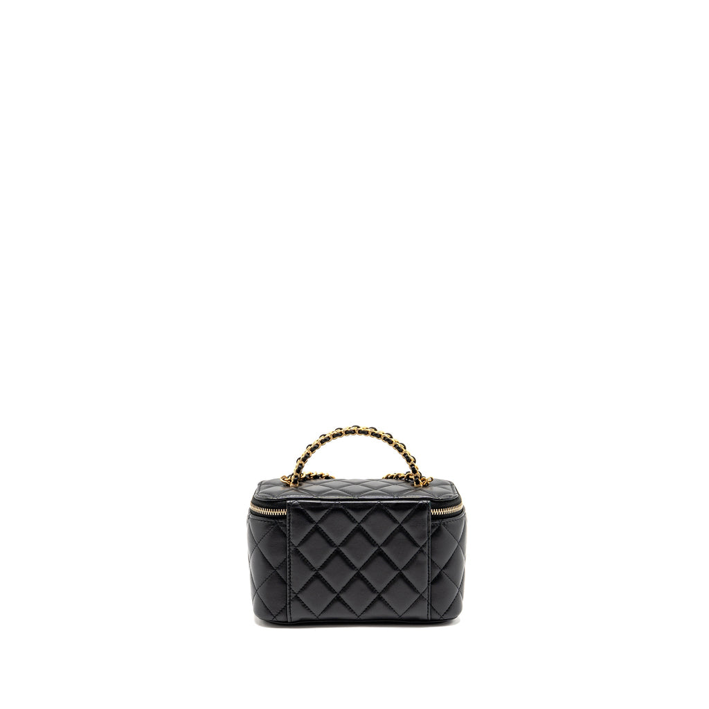 CHANEL TOP HANDLE LONG VANITY LAMBSKIN BLACK GHW(MICROCHIP)