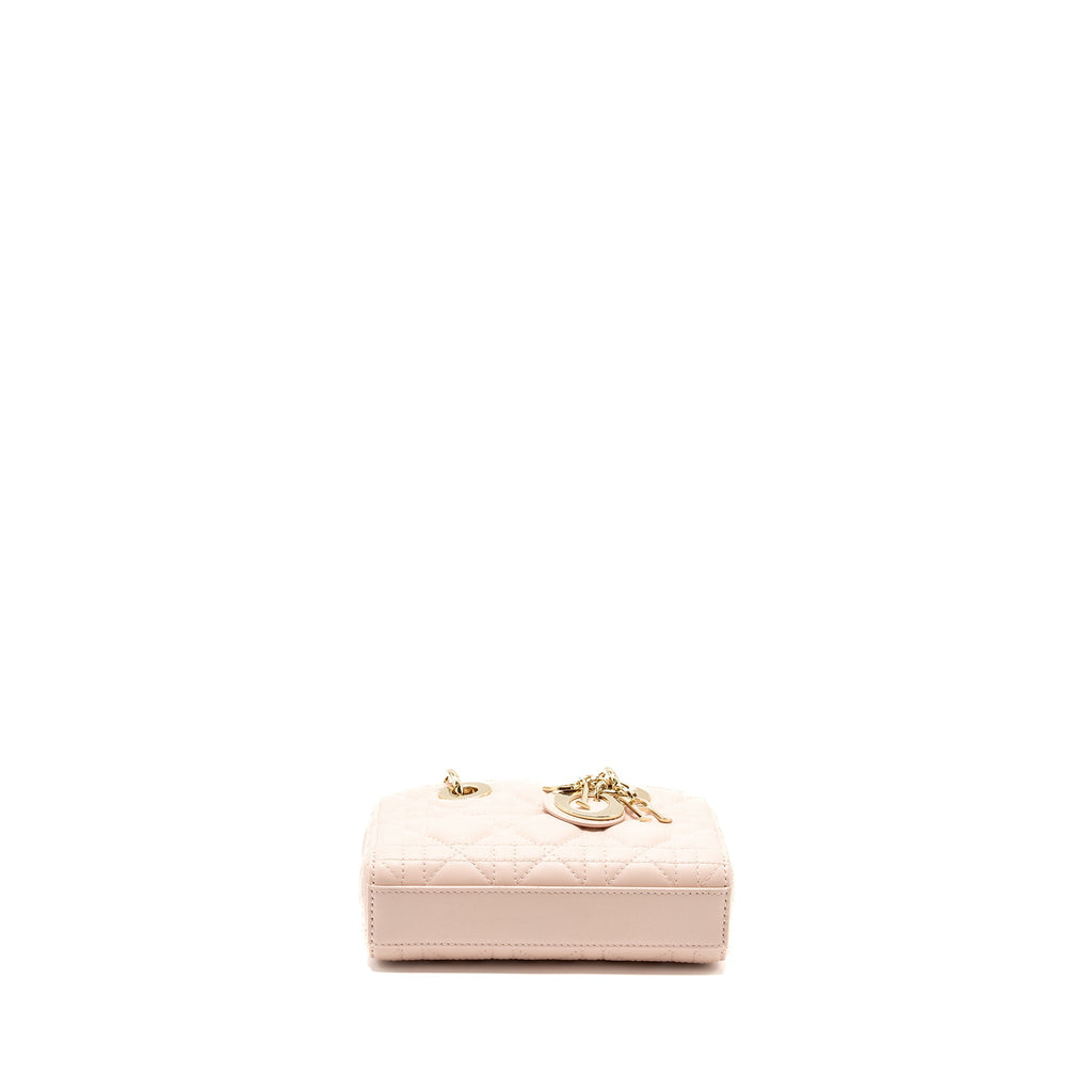 DIOR LADY D-JOY MICRO BAG LAMBSKIN POWDER PINK LGHW