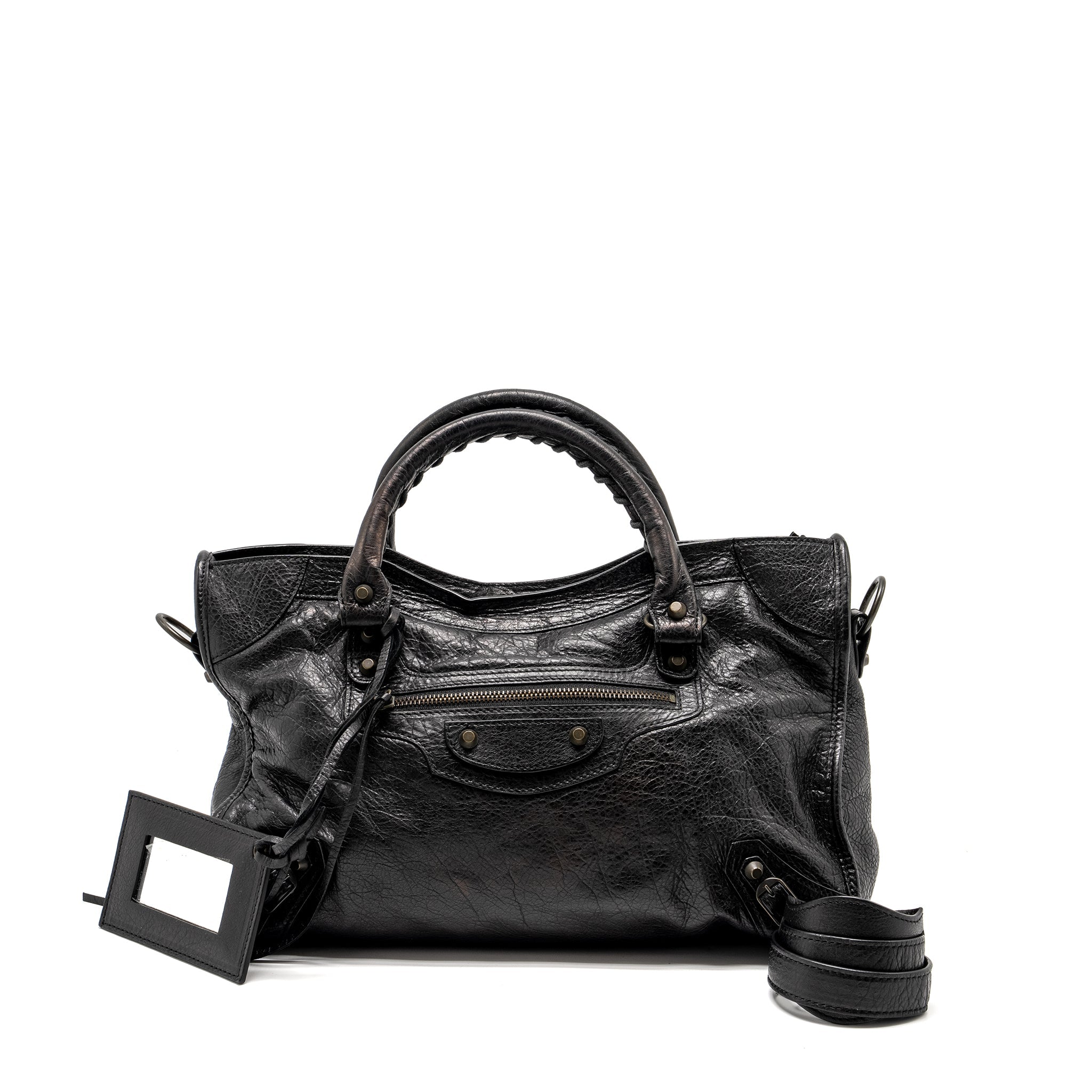 BALENCIAGA GIANT CITY BAG LEATHER BLACK RUTHENIUM HARDWARE
