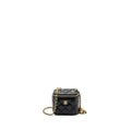 CHANEL PEARL CRUSH MINI VANITY WITH CHAIN LAMBSKIN BLACK GHW