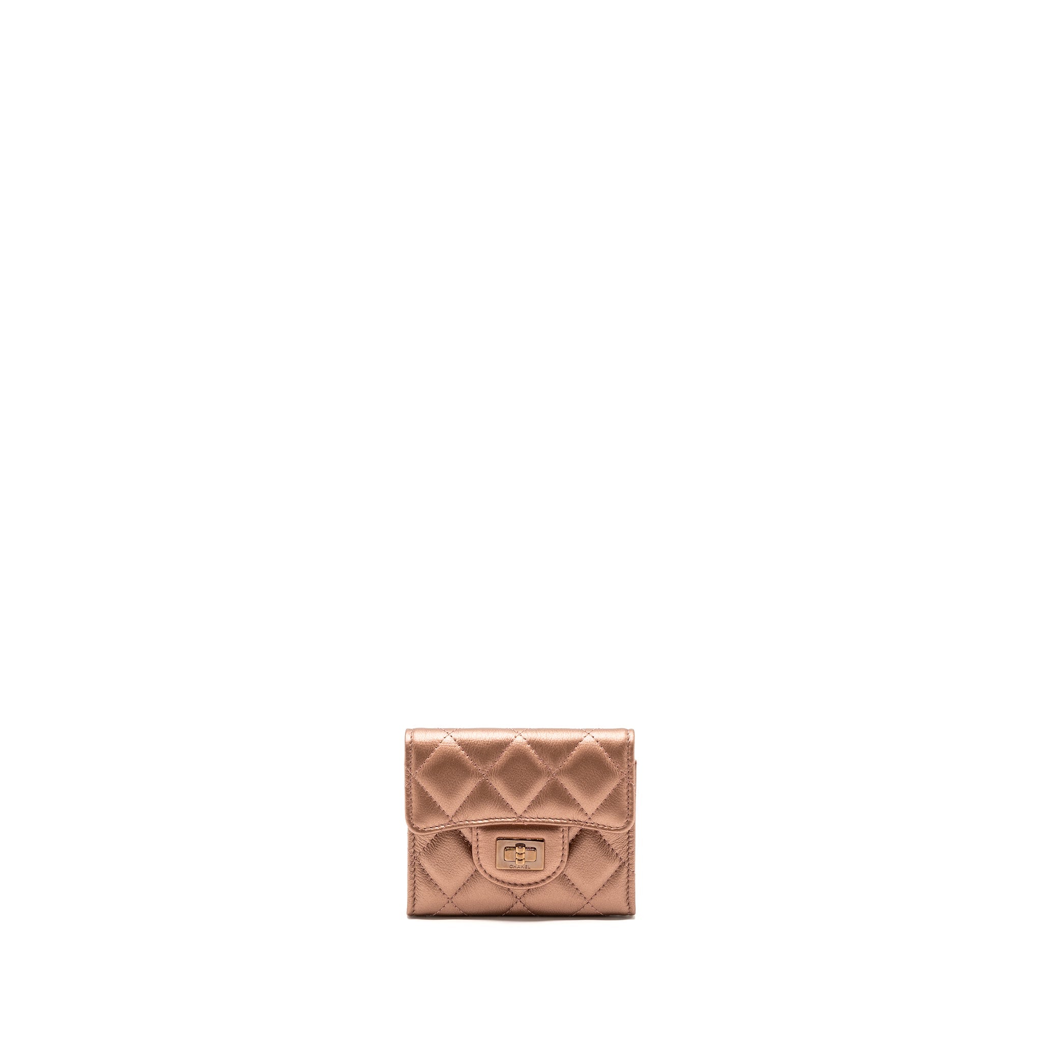 CHANEL 2.55 REISSUE FLAP WALLET GRAINED CALFSKIN METALLIC DARK PINK WITH PINK HARDWARE