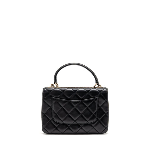 CHANEL TOP HANDLE TRENDY CC FLAP BAG LAMBSKIN BLACK LGHW