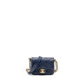 CHANEL 22A BUTTON ON CHAIN MINI SQUARE FLAP BAG CAVIAR NAVY GHW (MICROCHIP)