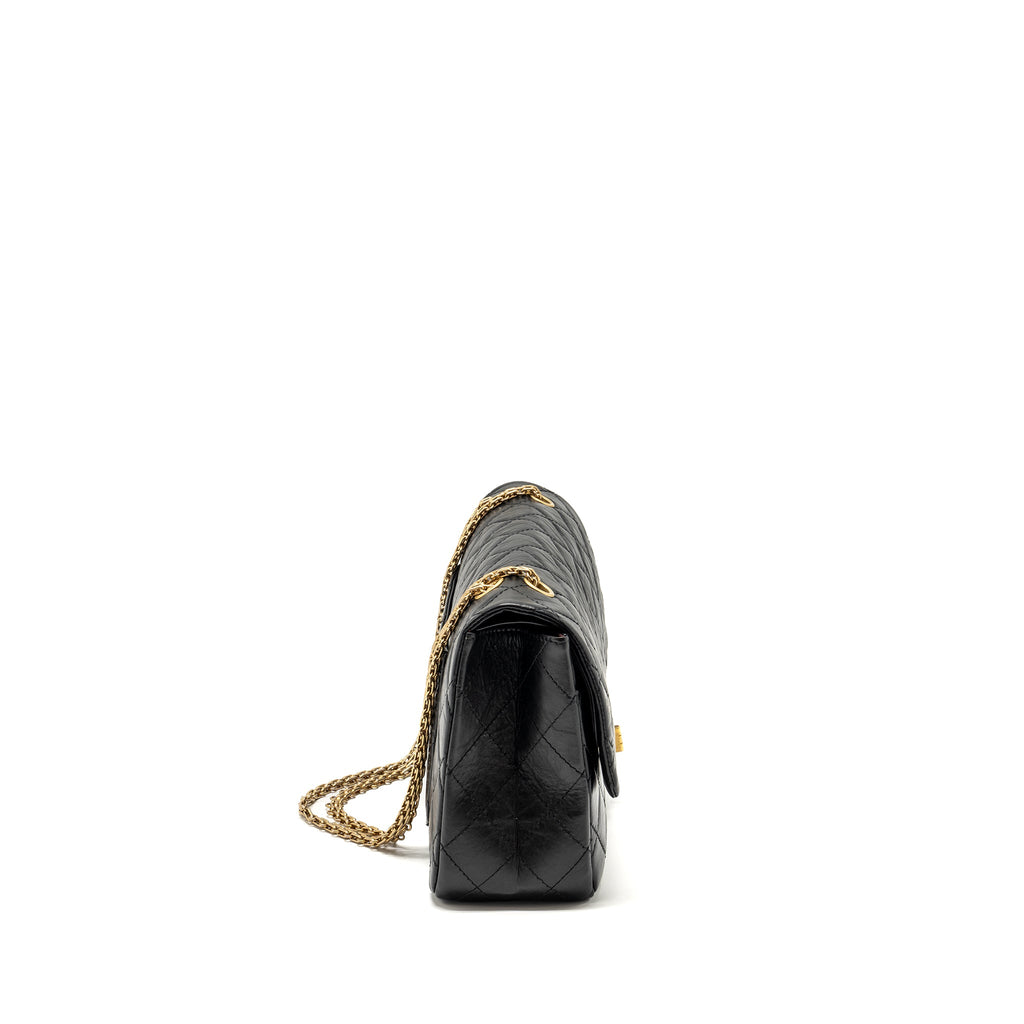 CHANEL MAXI 2.55 REISSUE FLAP BAG AGED CALFSKIN BLACK GHW
