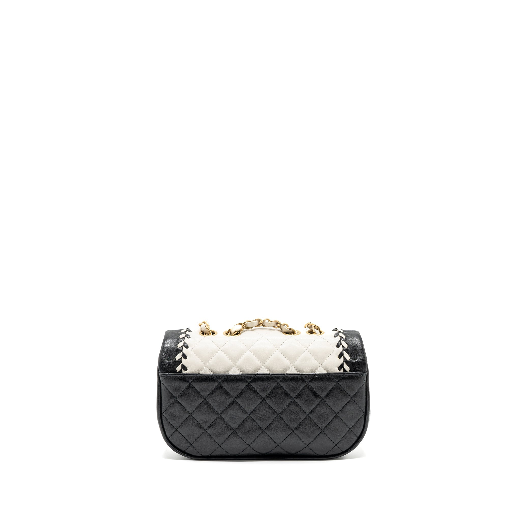 CHANEL QUILTED FLAP BAG LAMBSKIN WHITE/ BLACK GHW