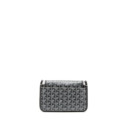 GOYARD PLUMET POCKET WALLET GOYARDINE CANVAS/CHEVROCHES CALFSKIN GREY SHW