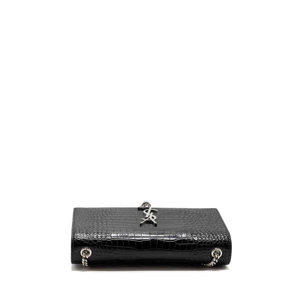 SAINT LAURENT/YSL KATE TASSEL CROC-EMBOSSED CALFSKIN BLACK SH