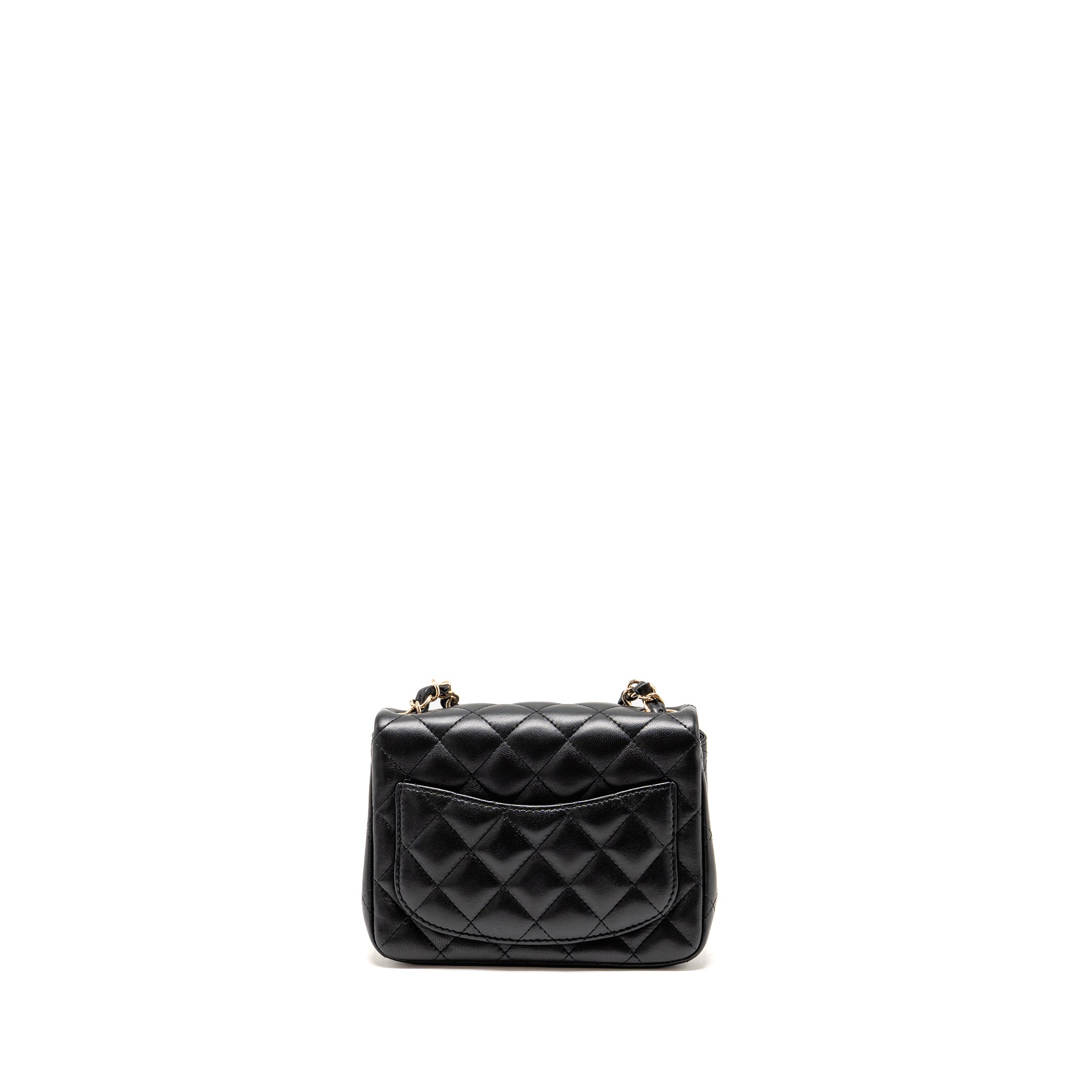 CHANEL MINI SQUARE FLAP BAG LAMBSKIN BLACK LGHW