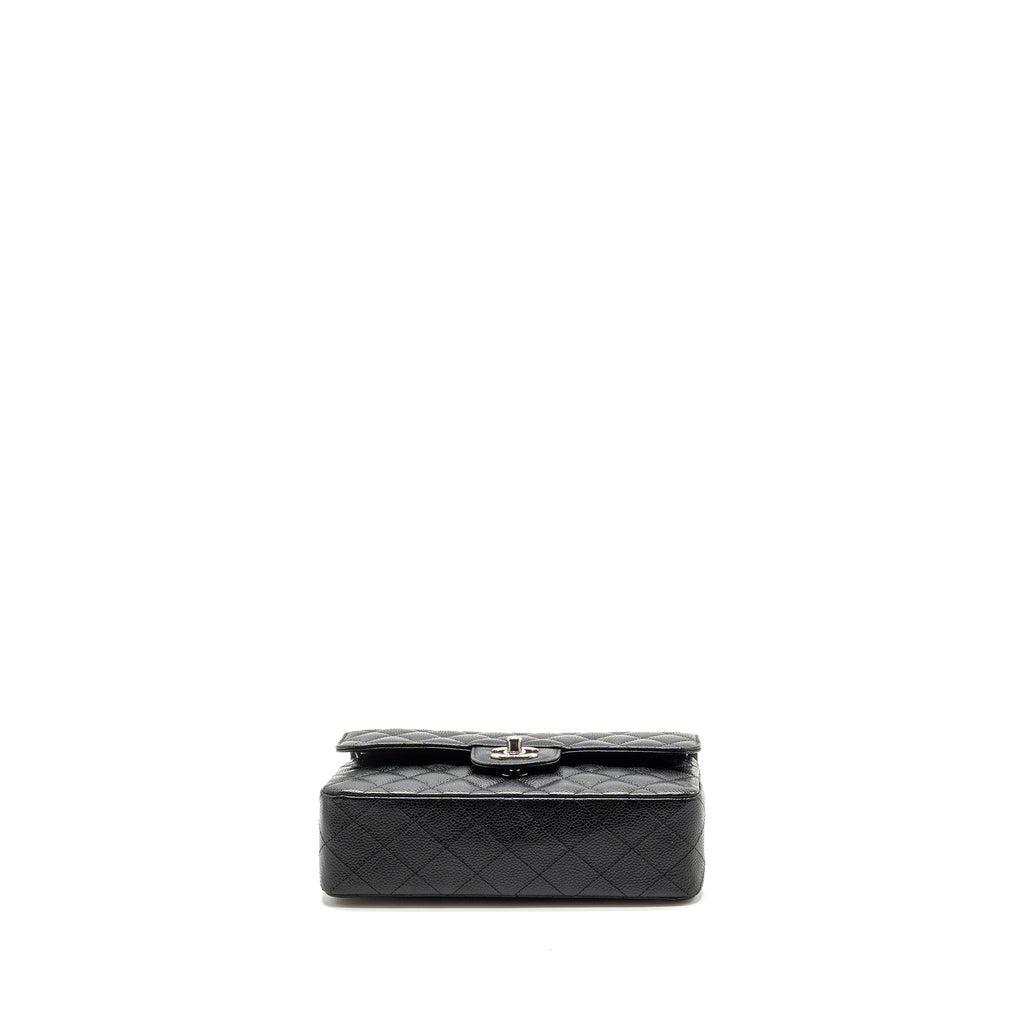 CHANEL SMALL CLASSIC DOUBLE FLAP BAG CAVIAR BLACK SHW (MICROCHIP)
