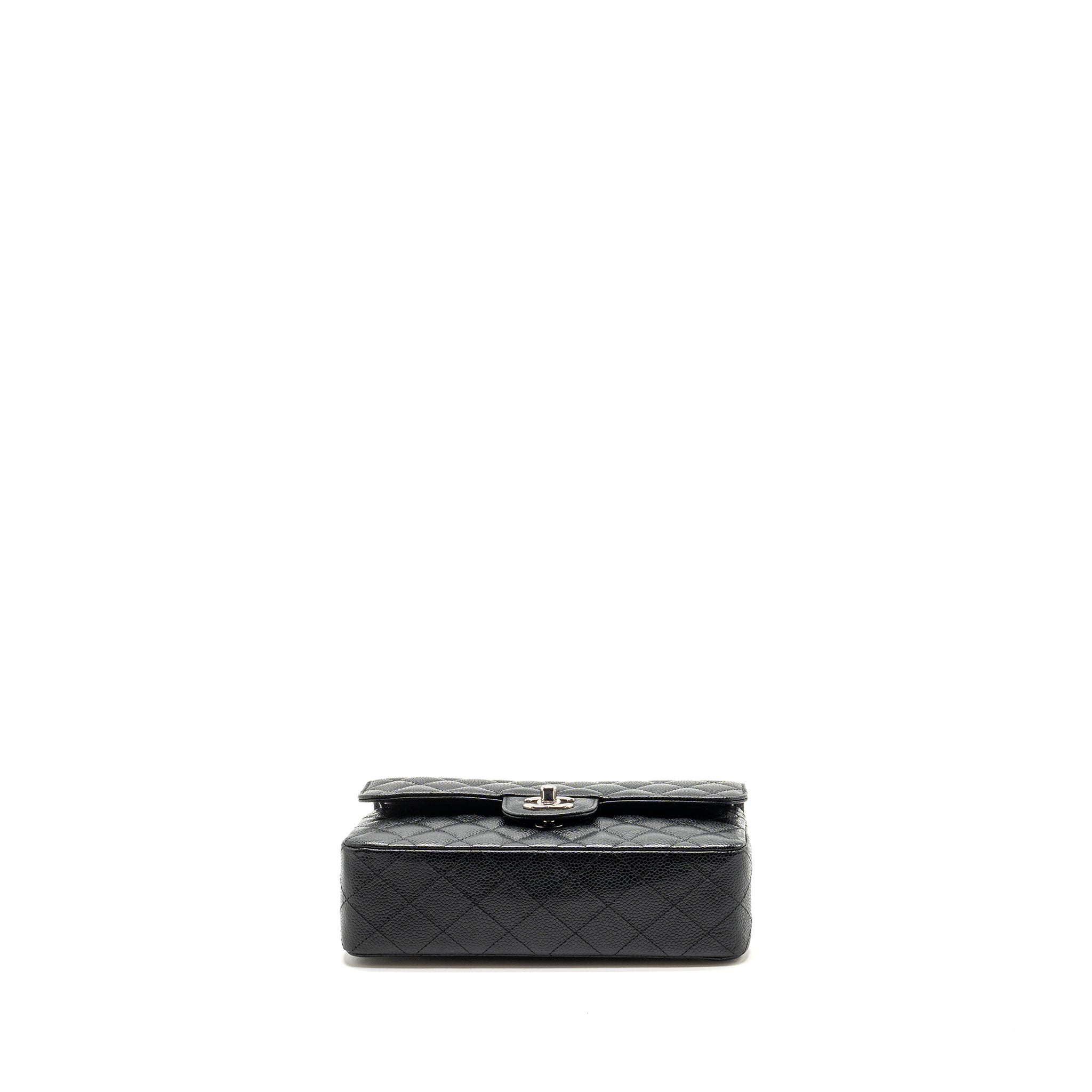 CHANEL SMALL CLASSIC DOUBLE FLAP BAG CAVIAR BLACK SHW (MICROCHIP)