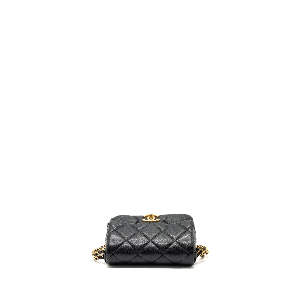 CHANEL MINI TWIST YOUR BUTTON FLAP BAG CAVIAR BLACK GHW(MICROCHIP)