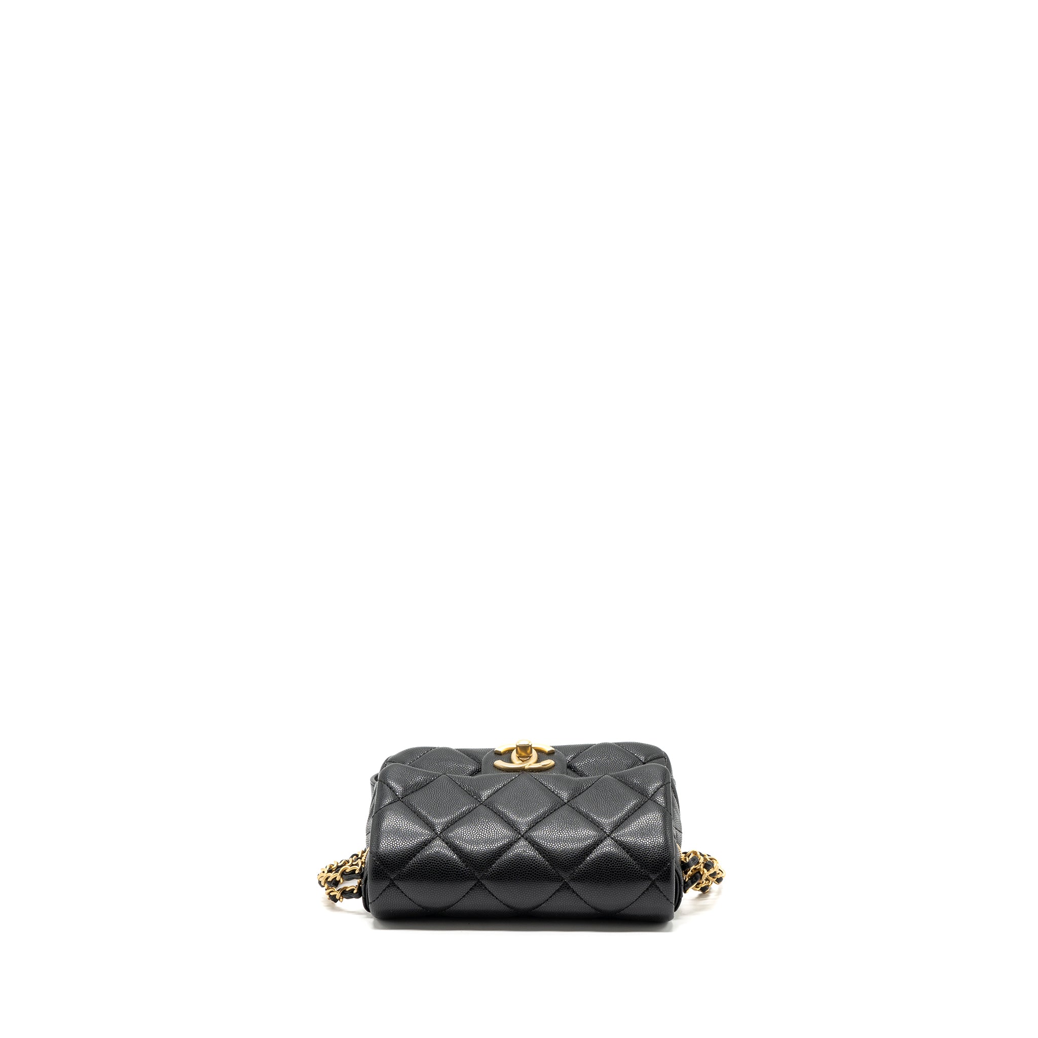 CHANEL MINI TWIST YOUR BUTTON FLAP BAG CAVIAR BLACK GHW(MICROCHIP)