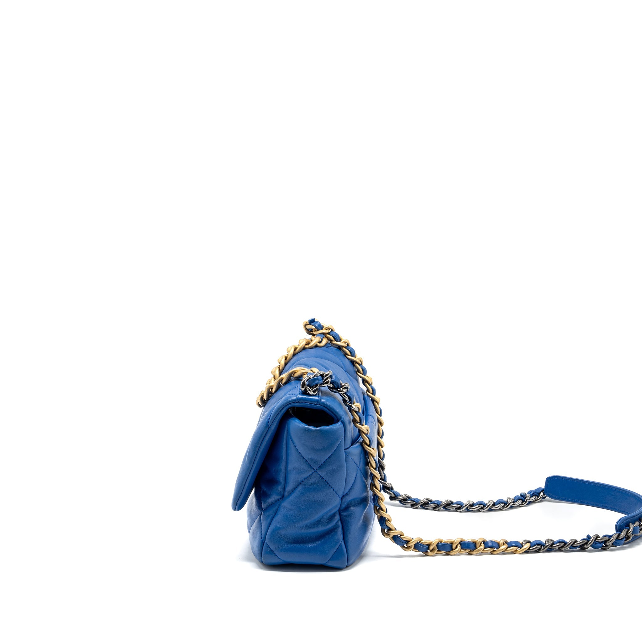 CHANEL SMALL 19 BAG LAMBSKIN BLUE MULTICOLOUR HARDWARE (MICROCHIP)