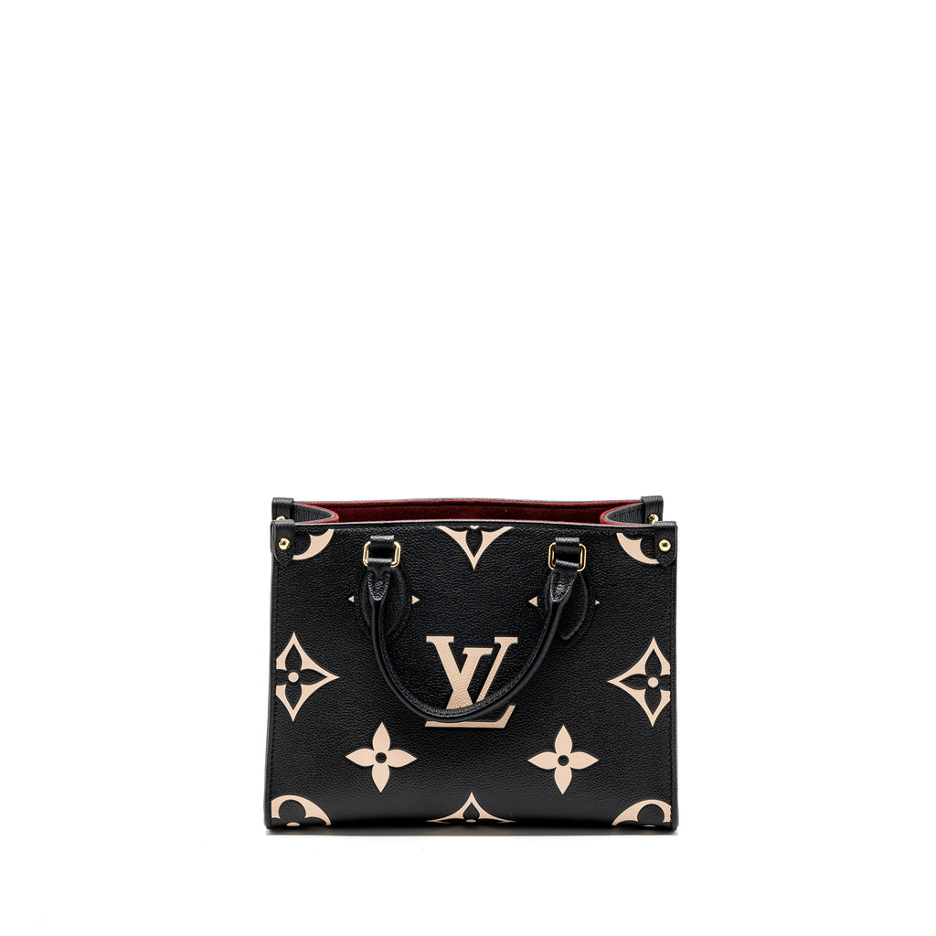 LOUIS VUITTON ONTHEGO PM BICOLOUR MONOGRAM EMPREINTE LEATHER BLACK/BEIGE GHW(NEW VERSION)