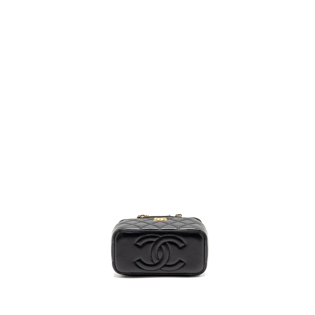 CHANEL TOP HANDLE LONG VANITY LAMBSKIN BLACK GHW(MICROCHIP)