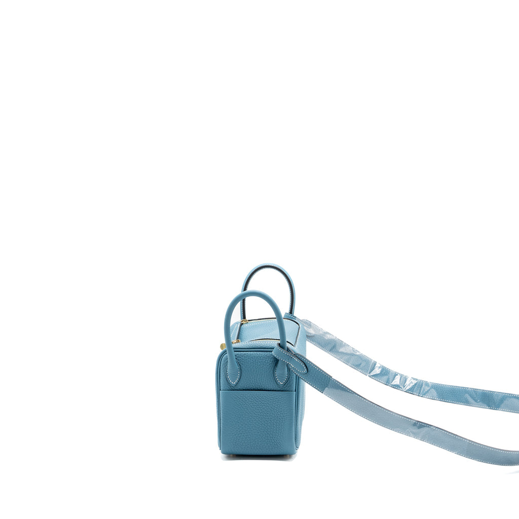 HERMES MINI LINDY CLEMENCE BLUE JEANS GHW