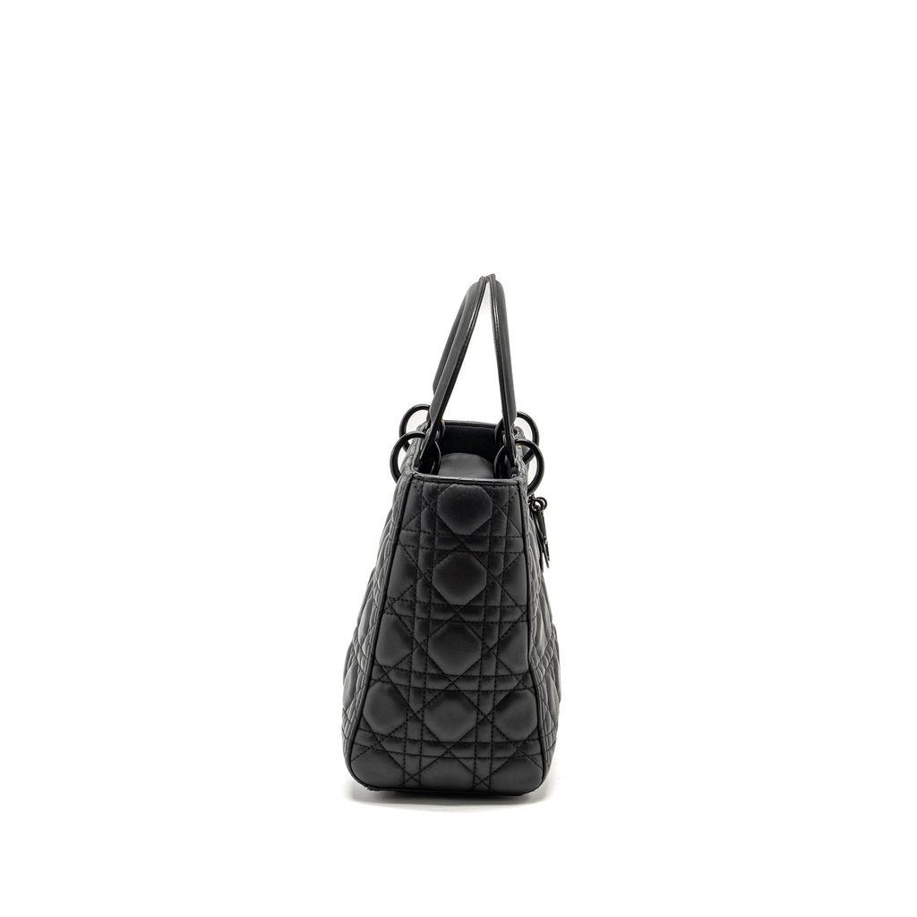 DIOR MEDIUM LADY DIOR ULTRAMATTE CANNAGE CALFSKIN SO BLACK