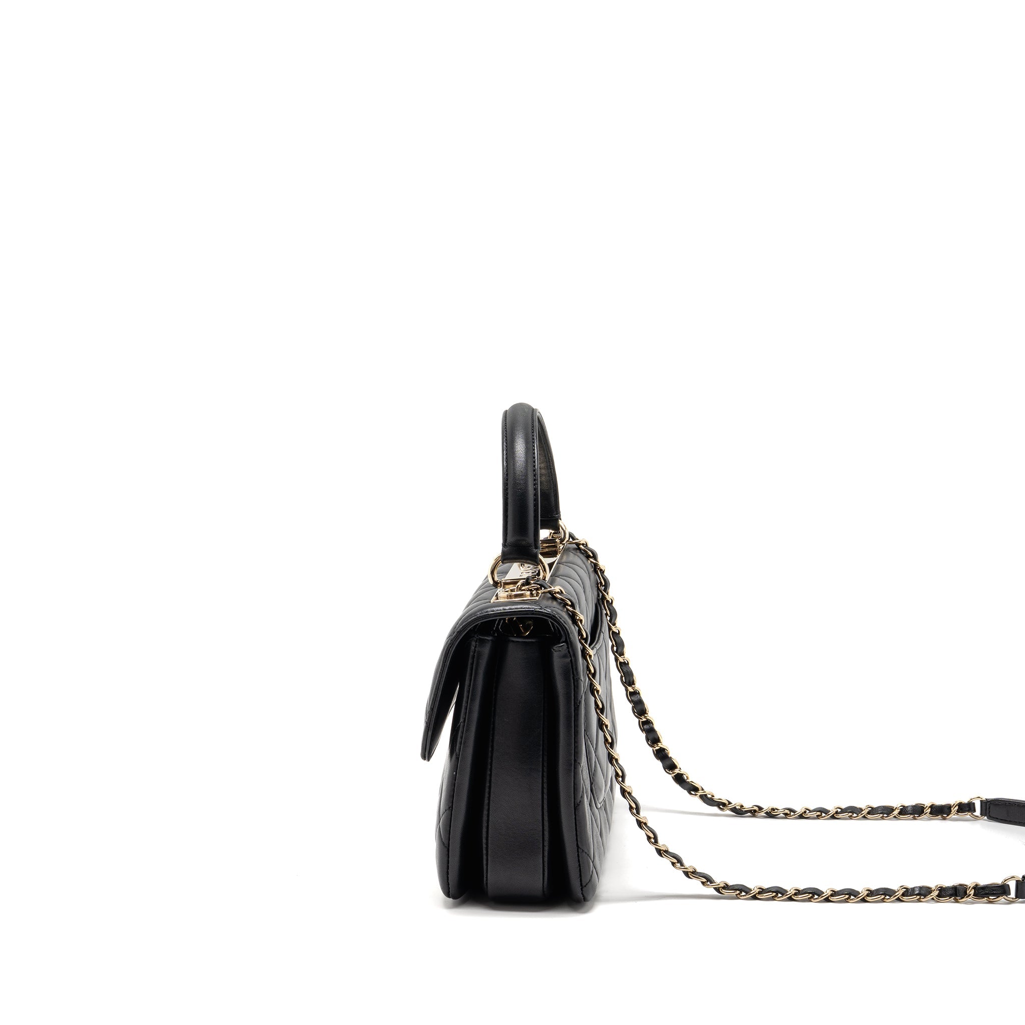 CHANEL TOP HANDLE TRENDY CC FLAP BAG LAMBSKIN BLACK LGHW