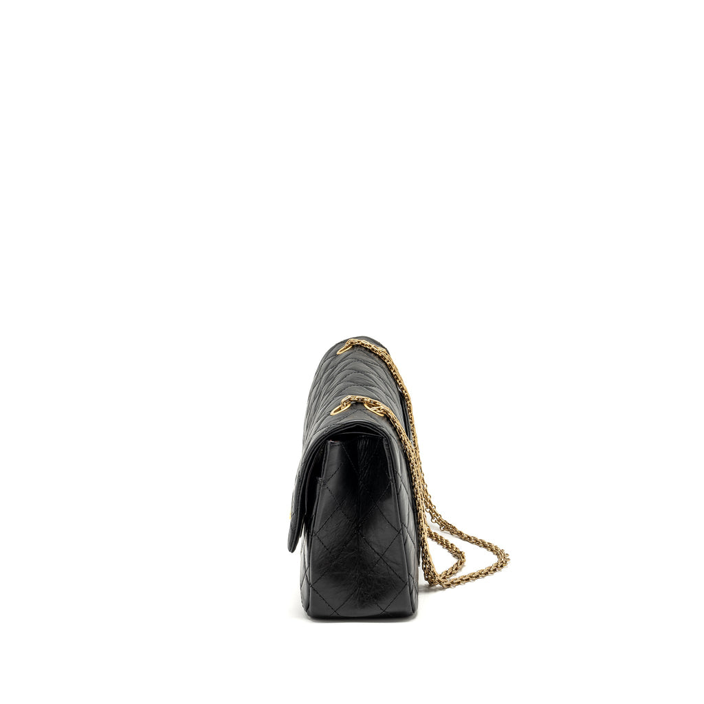 CHANEL MAXI 2.55 REISSUE FLAP BAG AGED CALFSKIN BLACK GHW