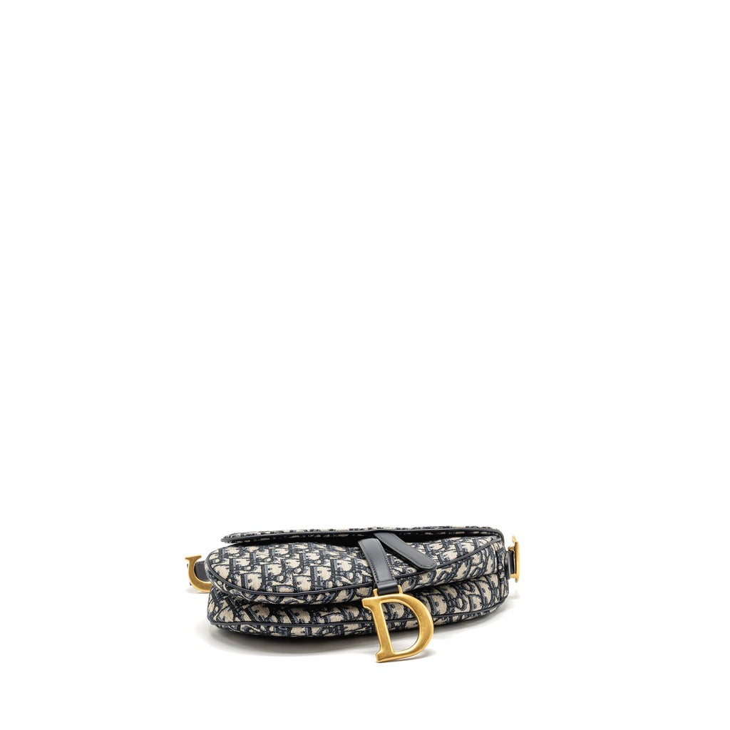 DIOR MEDIUM SADDLE BAG BLUE OBLIQUE CANVAS GHW