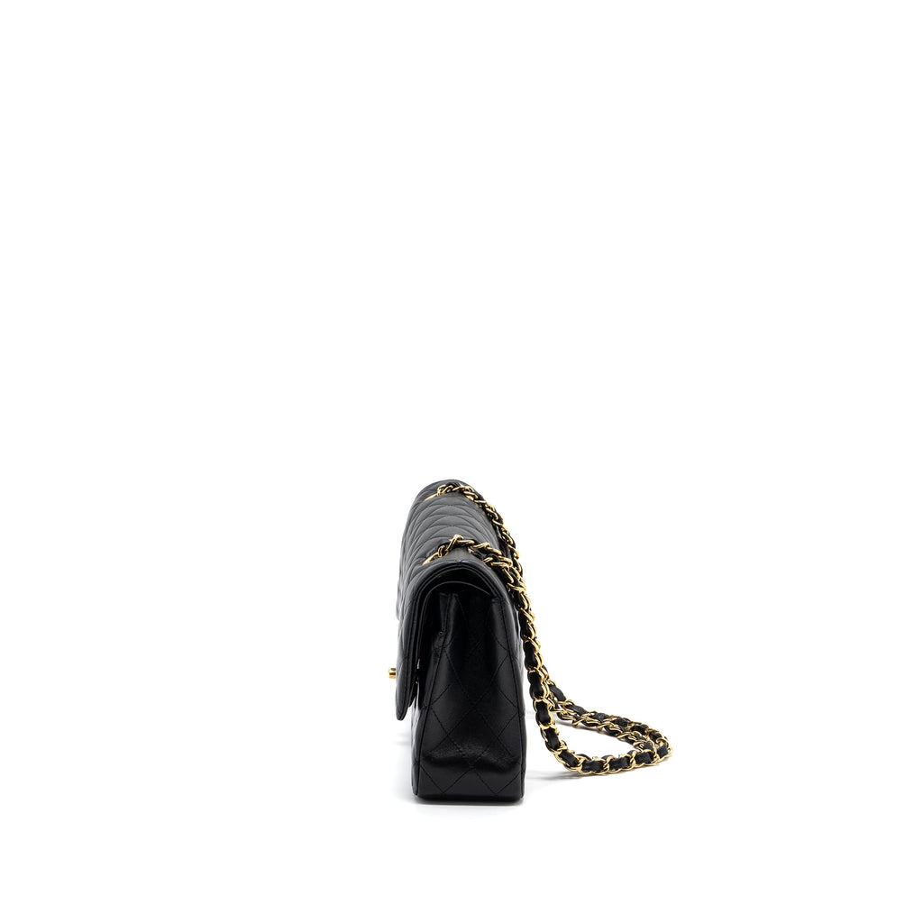 CHANEL MEDIUM CLASSIC DOUBLE FLAP BAG LAMBSKIN BLACK GHW