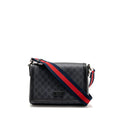 GUCCI MESSENGER BAG GG SUPREME CANVAS BLACK MULTICOLOUR STRAP SHW