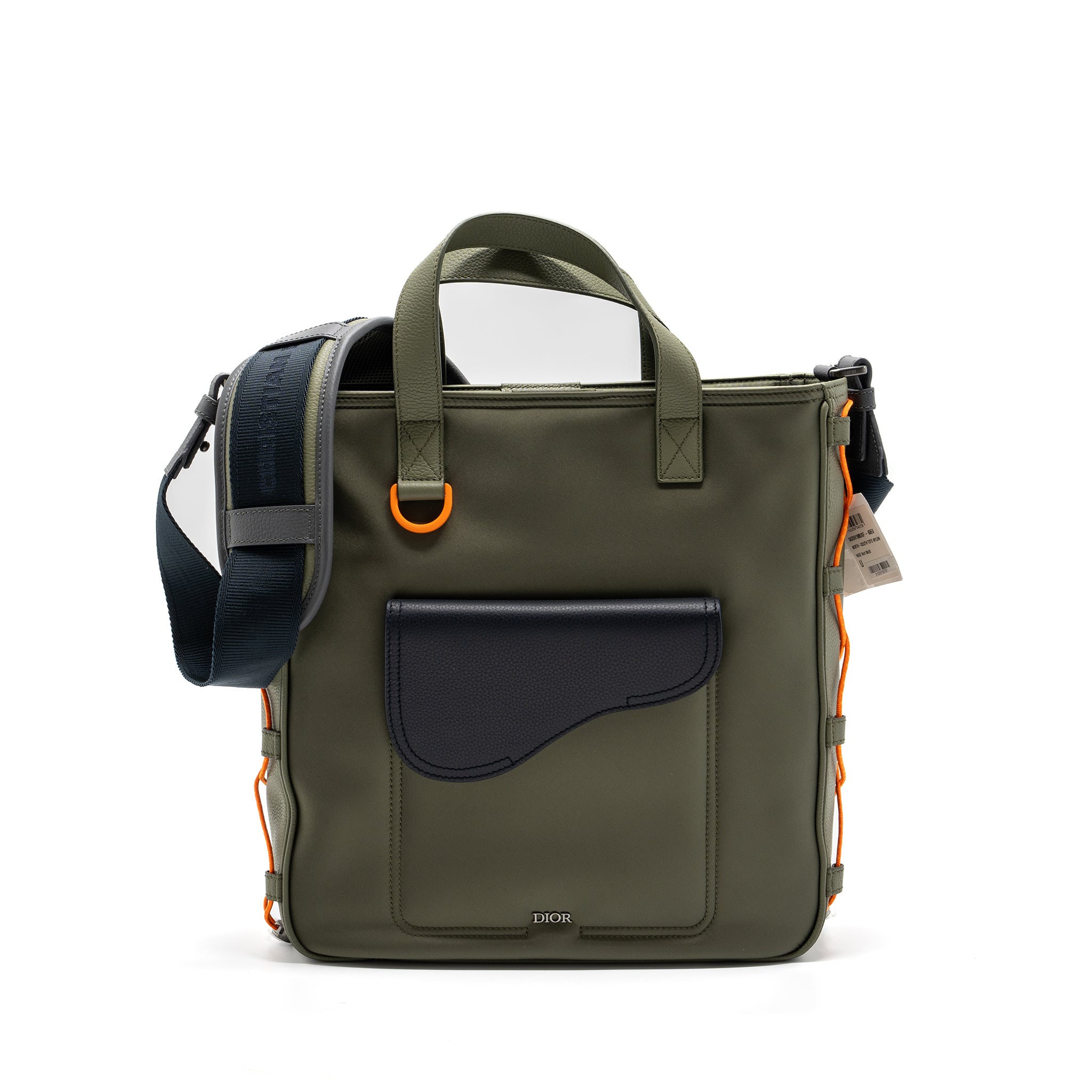 DIOR SOUTH TOTE BAG NYLON/ LEATHER GREEN MULTICOLOUR HARDWARE