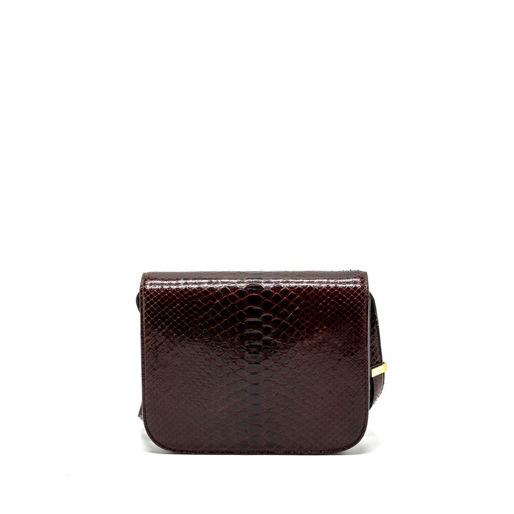 CELINE MEDIUM CLASSIC BOX BAG PYTHON BURGUNDY GHW