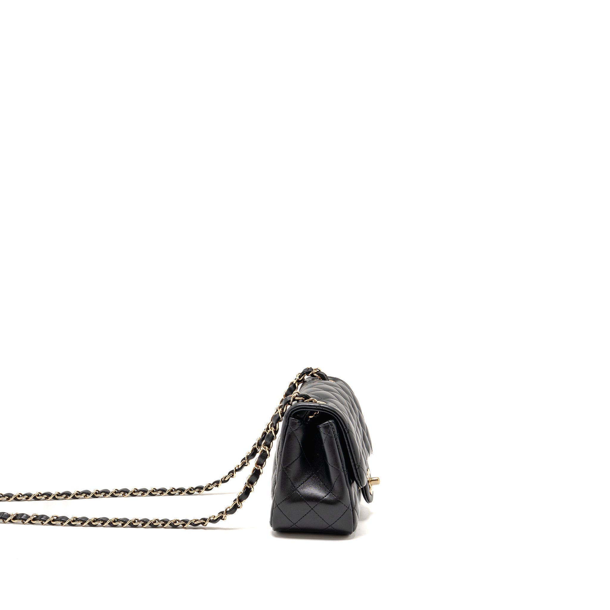 CHANEL MINI SQUARE FLAP BAG LAMBSKIN BLACK LGHW