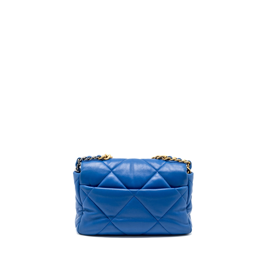 CHANEL SMALL 19 BAG LAMBSKIN BLUE MULTICOLOUR HARDWARE (MICROCHIP)