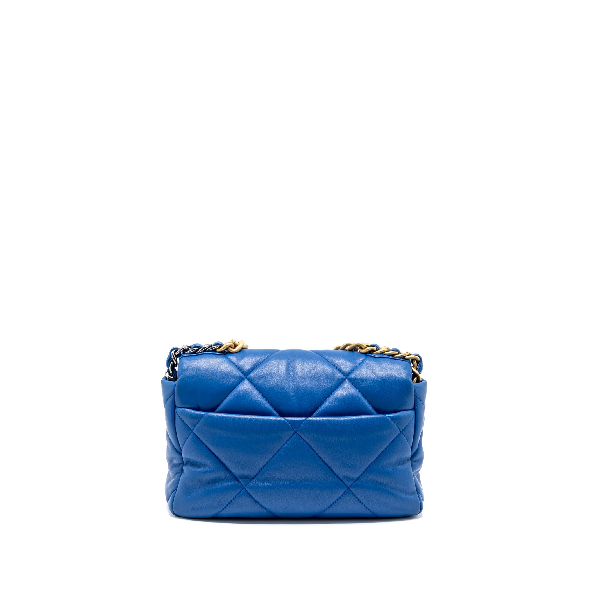 CHANEL SMALL 19 BAG LAMBSKIN BLUE MULTICOLOUR HARDWARE (MICROCHIP)