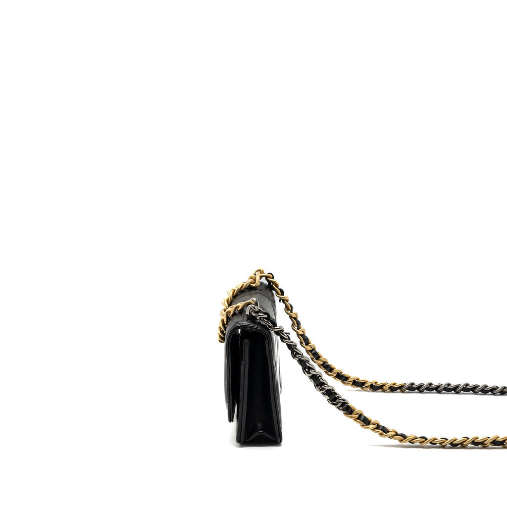 CHANEL 19 WALLET ON CHAIN LAMBSKIN BLACK MULTICOLOUR HARDWARE (MICROCHIP)
