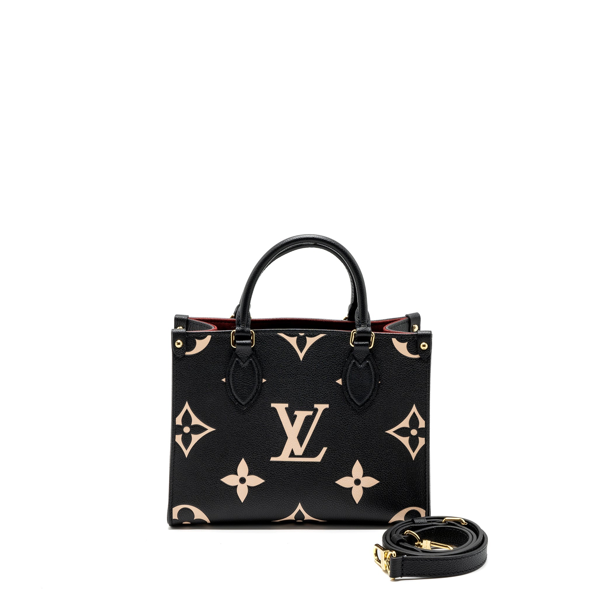 LOUIS VUITTON ONTHEGO PM BICOLOUR MONOGRAM EMPREINTE LEATHER BLACK/BEIGE GHW(NEW VERSION)