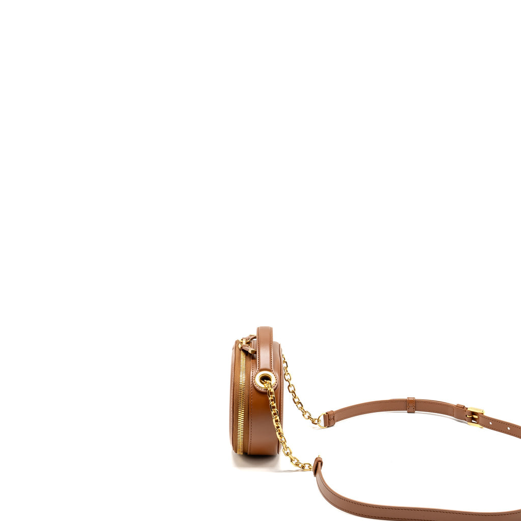 DIOR CD SIGNATURE POUCH WITH CHAIN CALFSKIN GOLDEN SADDLE GHW