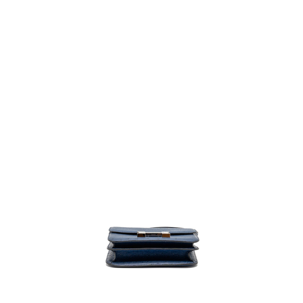 HERMES MINI CONSTANCE OSTRICH 7L BLEU DE MALTE SHW